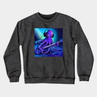 Purple Octopus Playing Heavy Metal in the Ocean Crewneck Sweatshirt